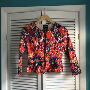 Cropped peplum tropical print Nasty Gal jacket, size XS